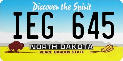 ND license plate IEG645
