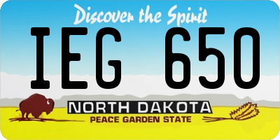 ND license plate IEG650