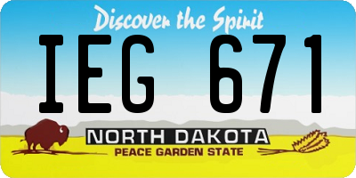 ND license plate IEG671