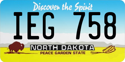 ND license plate IEG758
