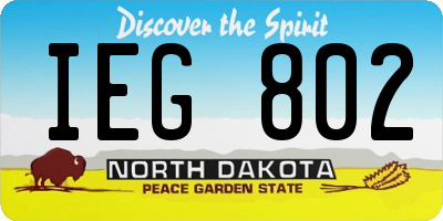 ND license plate IEG802