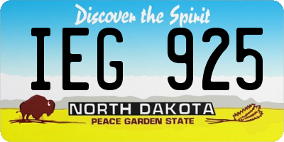 ND license plate IEG925