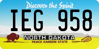 ND license plate IEG958