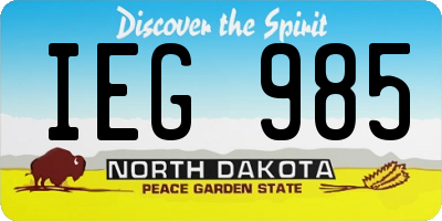 ND license plate IEG985