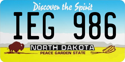 ND license plate IEG986