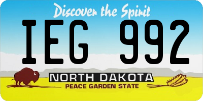 ND license plate IEG992