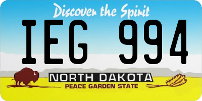 ND license plate IEG994