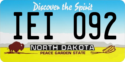 ND license plate IEI092