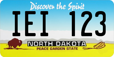 ND license plate IEI123