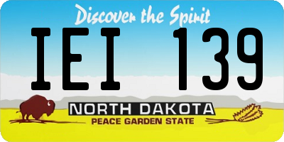 ND license plate IEI139