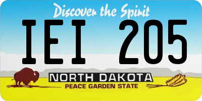 ND license plate IEI205