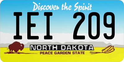 ND license plate IEI209