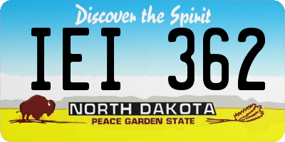 ND license plate IEI362