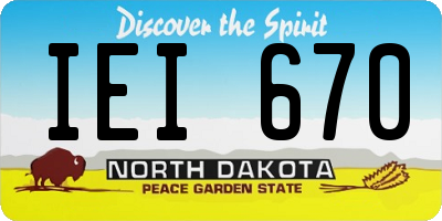 ND license plate IEI670