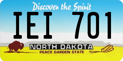 ND license plate IEI701