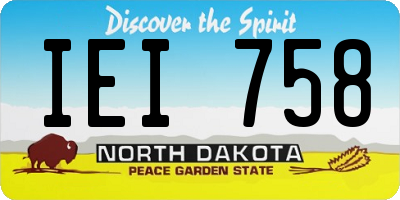 ND license plate IEI758