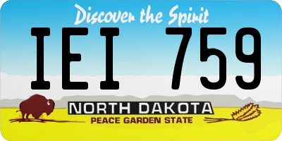 ND license plate IEI759
