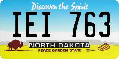 ND license plate IEI763
