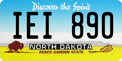 ND license plate IEI890