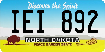 ND license plate IEI892