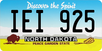 ND license plate IEI925