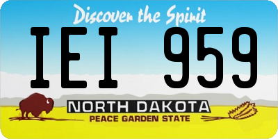 ND license plate IEI959