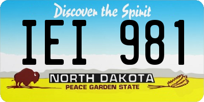 ND license plate IEI981