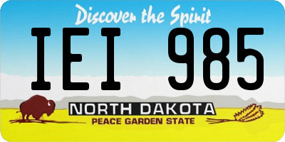 ND license plate IEI985