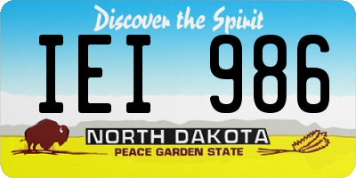 ND license plate IEI986