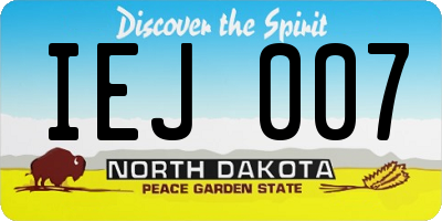 ND license plate IEJ007