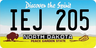 ND license plate IEJ205