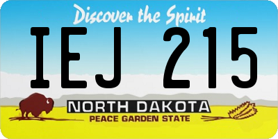 ND license plate IEJ215