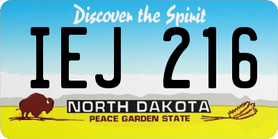ND license plate IEJ216