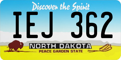 ND license plate IEJ362