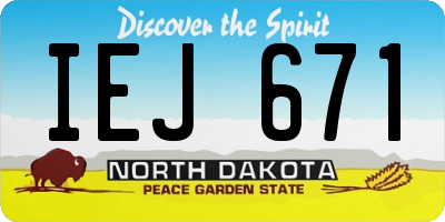 ND license plate IEJ671
