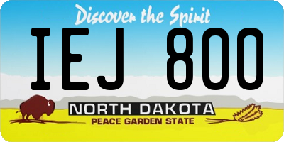 ND license plate IEJ800
