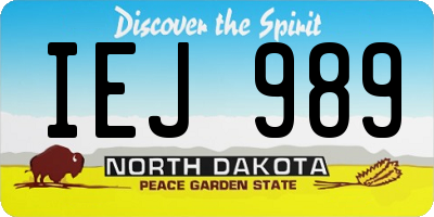 ND license plate IEJ989