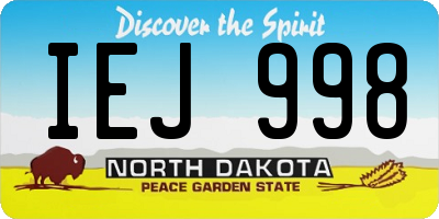 ND license plate IEJ998
