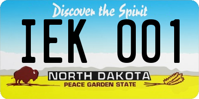 ND license plate IEK001