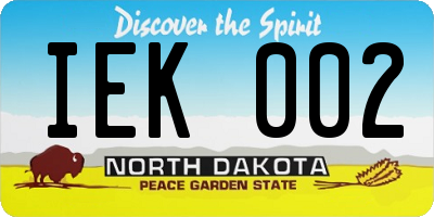 ND license plate IEK002