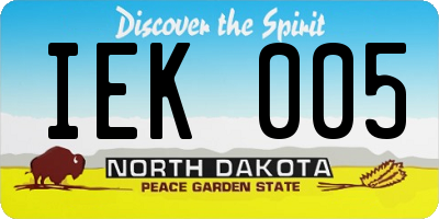 ND license plate IEK005
