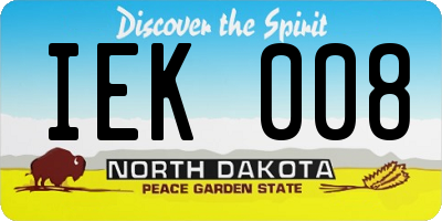 ND license plate IEK008