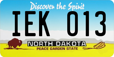 ND license plate IEK013