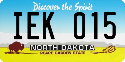 ND license plate IEK015