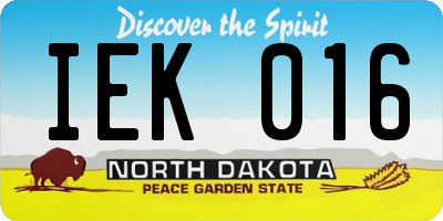 ND license plate IEK016