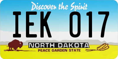 ND license plate IEK017
