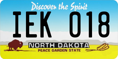 ND license plate IEK018