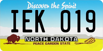 ND license plate IEK019