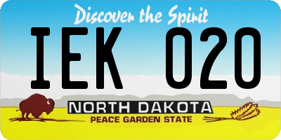 ND license plate IEK020