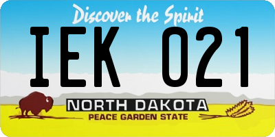 ND license plate IEK021